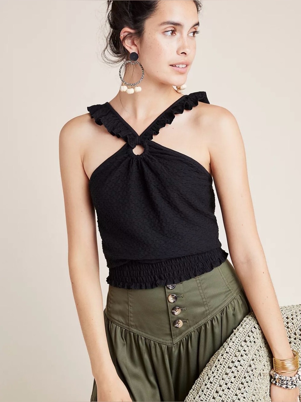 Anthropologie Marisol Ruffled Halter Blouse